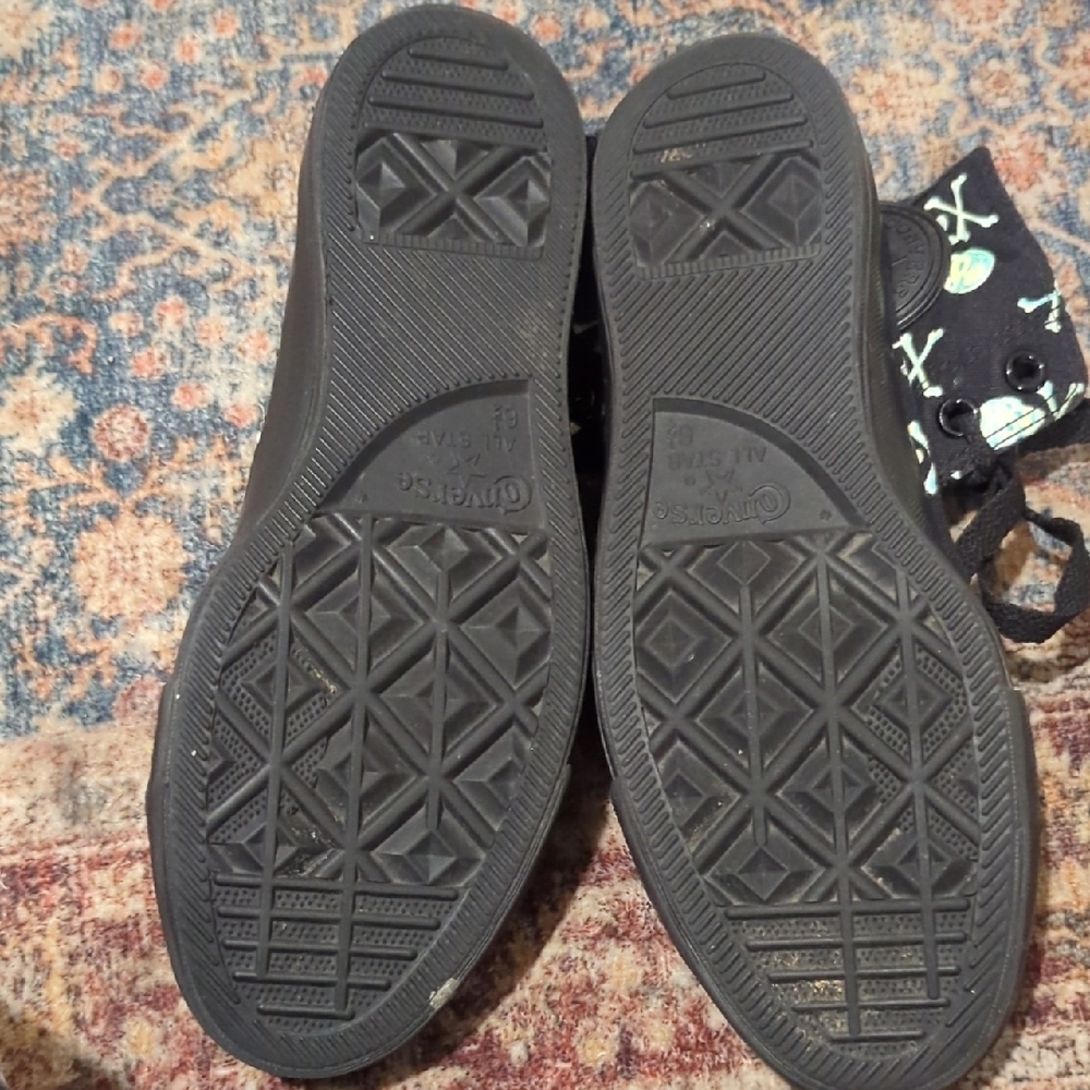Vintage Converse Black and Green Glow In The Dark Skull Sneakers - Picture 6 of 9